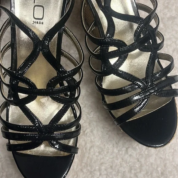 Sandals Glo jeans Sandals wedge heels Jordan black size 10 - Picture 3 of 9